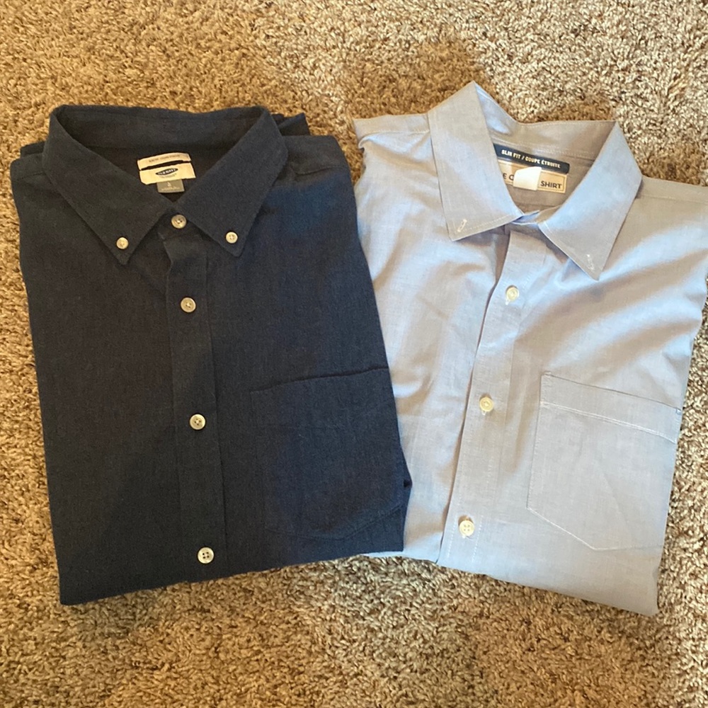 Mens Button Down slim fit dress shirts - set of 2